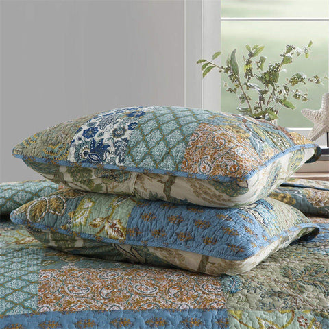 Bohemian Floral Stitching Quilt with Pillowcases 5