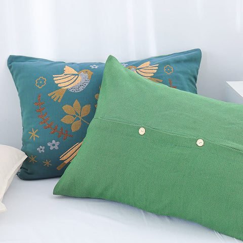 Boho Flower Bird Cotton Gauze Pillowcases (2pcs) 3