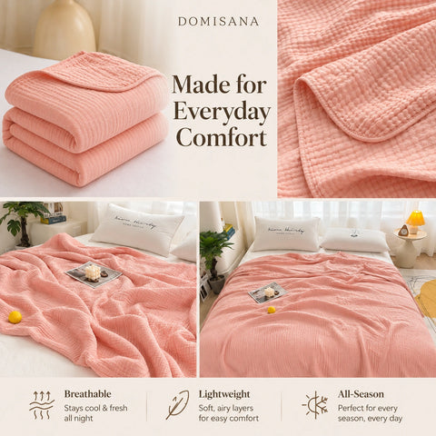 Cotton Waffle Blanket - Breathable All-Season Throw