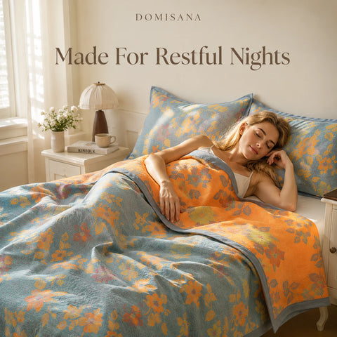 100% Cotton Quilt for Bed - Reversible with Leaf Floral Pattern