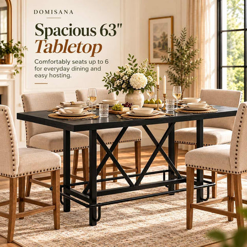 Rustic Industrial Counter Height Dining Table