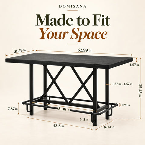 Rustic Industrial Counter Height Dining Table
