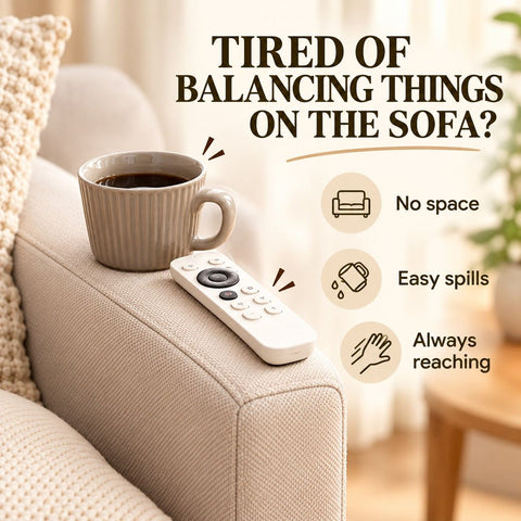 Bamboo Sofa Arm Organizer with Cup Holder