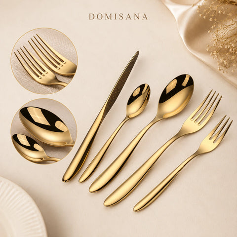 Valente Gold Silverware Set – Brushed Flatware