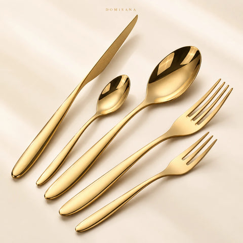 Valente Gold Silverware Set – Brushed Flatware