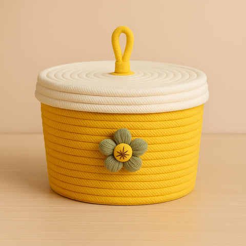 Nora Handwoven Storage Cotton Basket with Lid