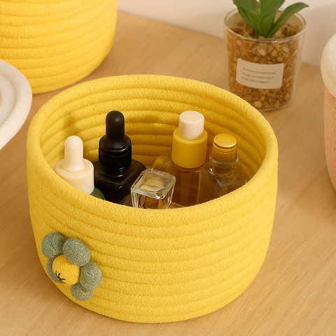 Nora Handwoven Storage Cotton Basket with Lid