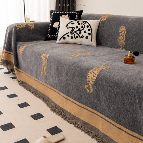 Savannah Tiger Chenille Sofa Cover