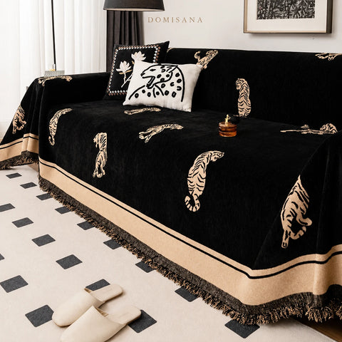 Savannah Tiger Chenille Sofa Cover