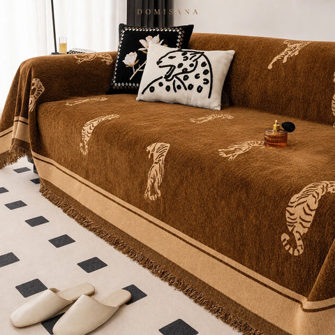 Savannah Tiger Chenille Sofa Cover