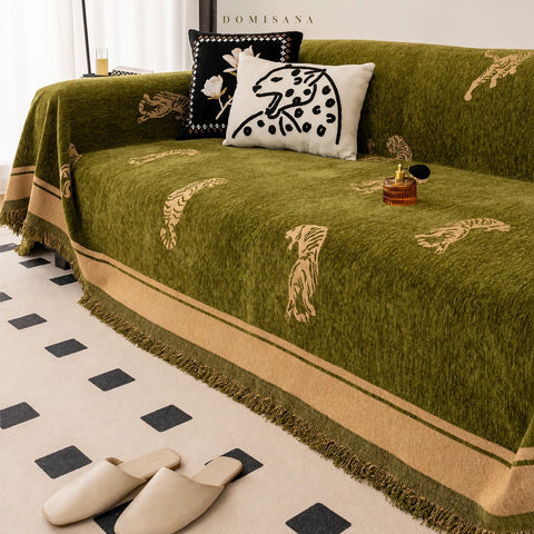 Savannah Tiger Chenille Sofa Cover