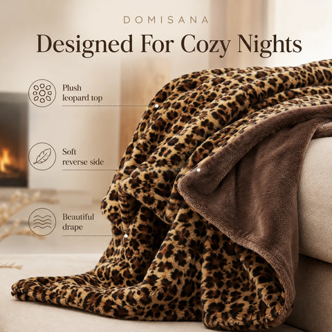 Premium Faux Fur Leopard Print Blanket