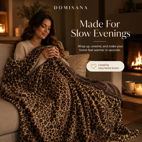 Premium Faux Fur Leopard Print Blanket