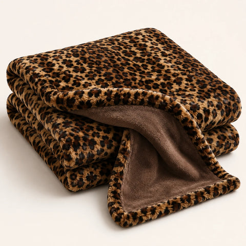 Premium Faux Fur Leopard Print Blanket