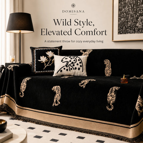 Savannah Tiger Chenille Sofa Cover