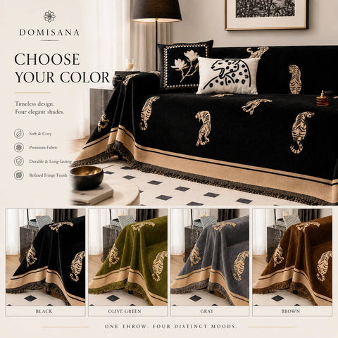 Savannah Tiger Chenille Sofa Cover