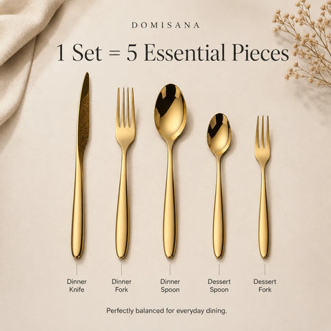 Valente Gold Silverware Set – Brushed Flatware