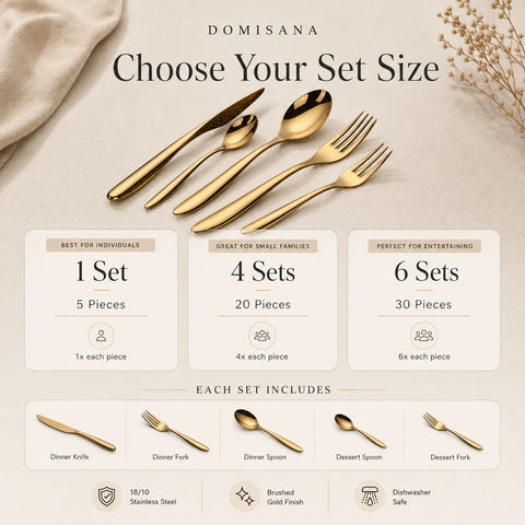 Valente Gold Silverware Set – Brushed Flatware