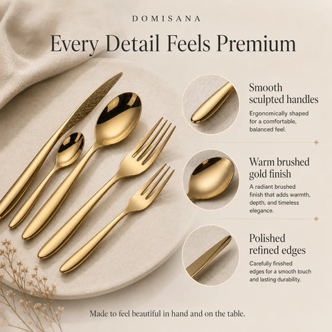 Valente Gold Silverware Set – Brushed Flatware