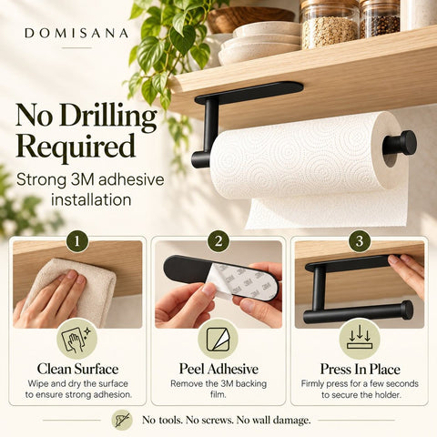 No-Drill Under-Shelf Paper Towel Holder