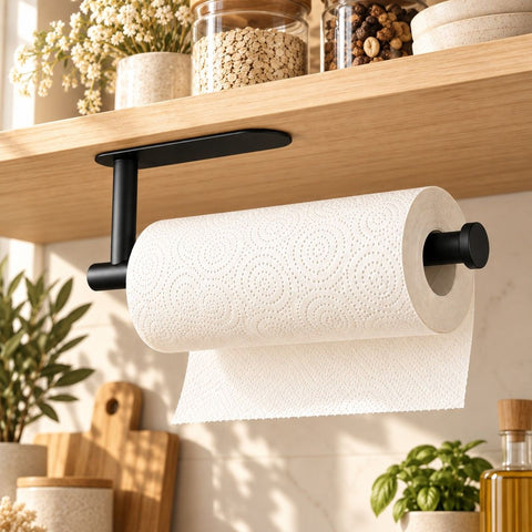 No-Drill Under-Shelf Paper Towel Holder