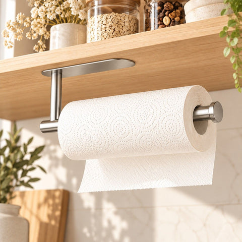 No-Drill Under-Shelf Paper Towel Holder