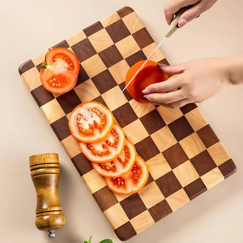 Acacia Chess Pattern Cutting Board