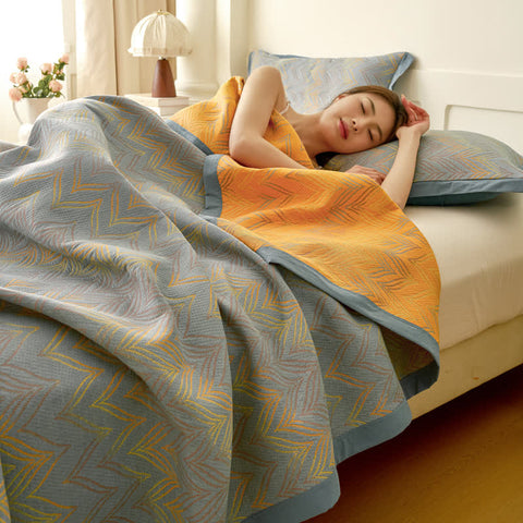 Chevron Pattern Cotton Gauze Jacquard Quilt 4