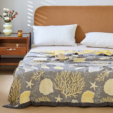Coral Marine Plants Breathable Reversible Quilt 1