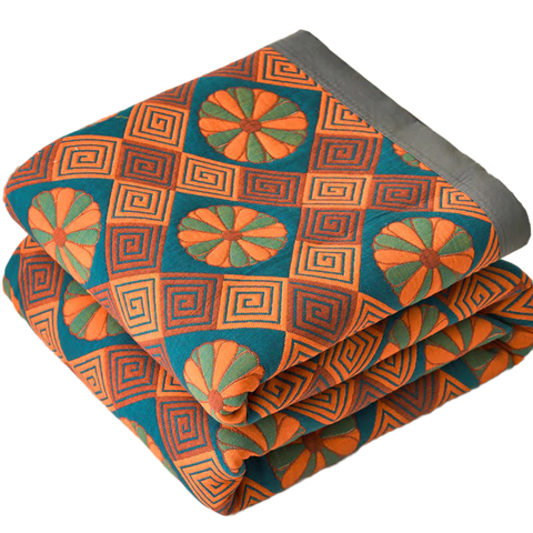 Vintage Woven Cotton Quilt - Japanese Quality Sunburst Pattern