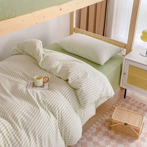 Cotton Minimalist Striped Dorm Bedding Set