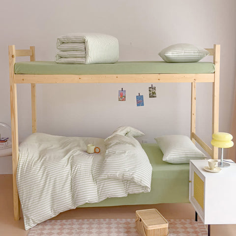 Cotton Minimalist Striped Dorm Bedding Set