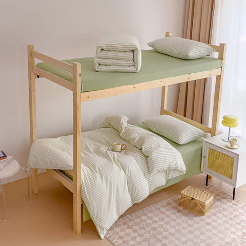 Cotton Minimalist Striped Dorm Bedding Set