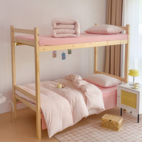 Cotton Minimalist Striped Dorm Bedding Set