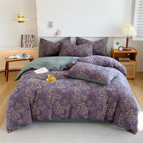 Elegant Flower Cotton Gauze Bedding Set (4PCS) 1