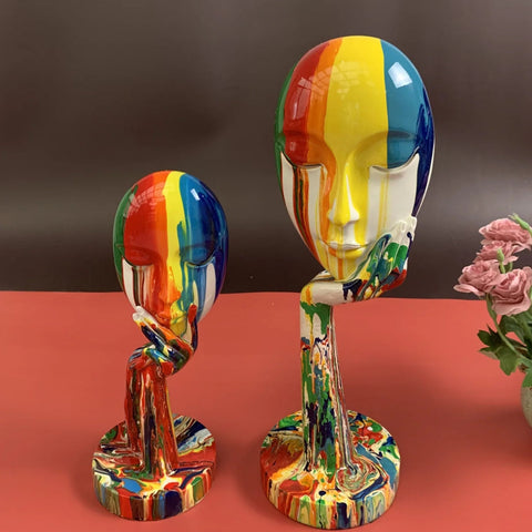 Female Thinker Colorful Art Sculpture 3