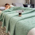 Floral Leaf Print Cotton Muslin Quilt 10