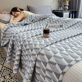Geometric Triangle Print Cotton Muslin Quilt 0