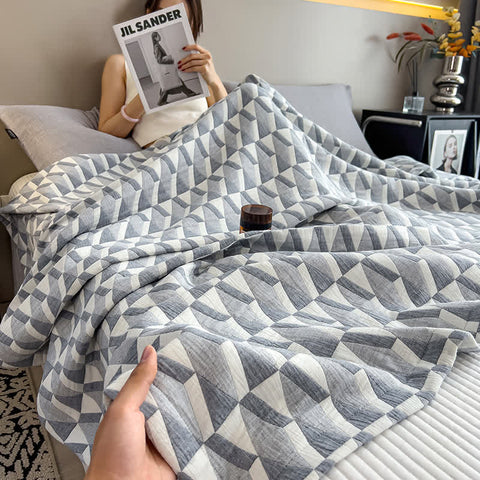 Geometric Triangle Print Cotton Muslin Quilt 1