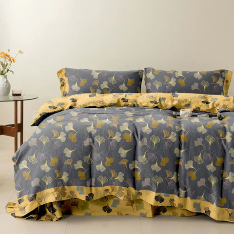 Ginkgo Leaf Cotton Bedding Set(4PCS)
