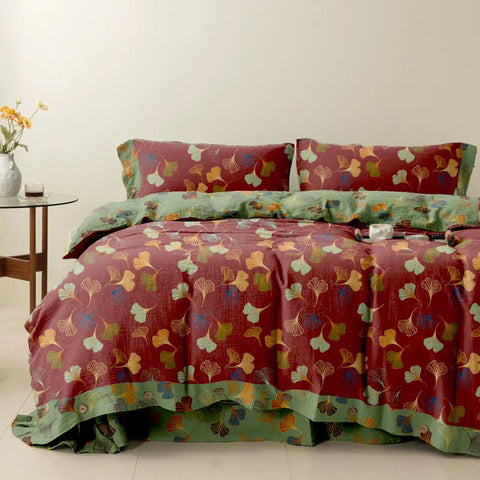 Ginkgo Leaf Cotton Bedding Set(4PCS)