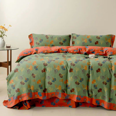 Ginkgo Leaf Cotton Bedding Set(4PCS)