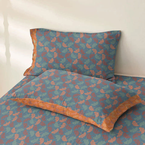 Reversible Ginkgo Cotton Bedspread Coverlet Set