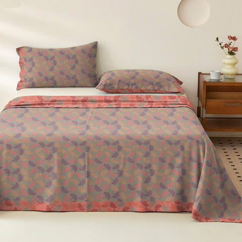 Reversible Ginkgo Cotton Bedspread Coverlet Set