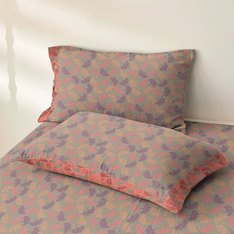 Reversible Ginkgo Cotton Bedspread Coverlet Set