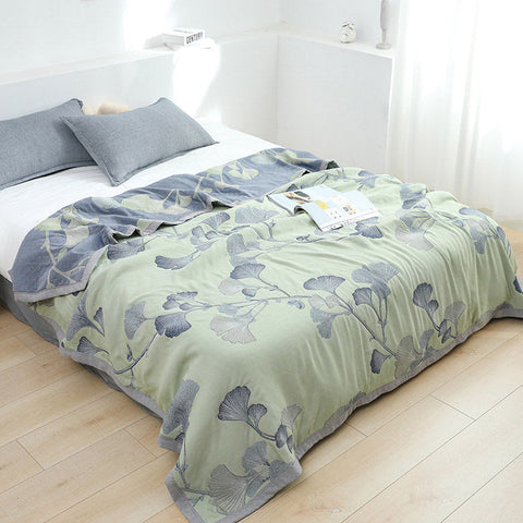 Ginkgo Leaf Cotton Gauze Reversible Quilt 0