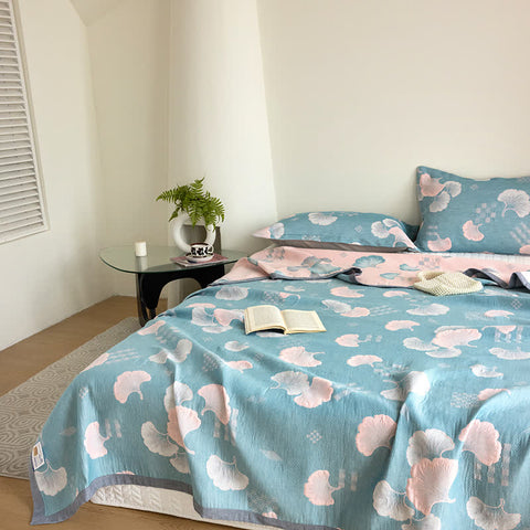 Ginkgo Leaf Jacquard Three-layer Cotton Quilt 2