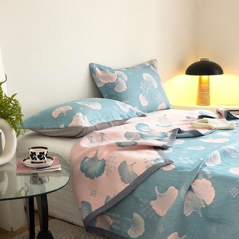 Ginkgo Leaf Jacquard Three-layer Cotton Quilt 3