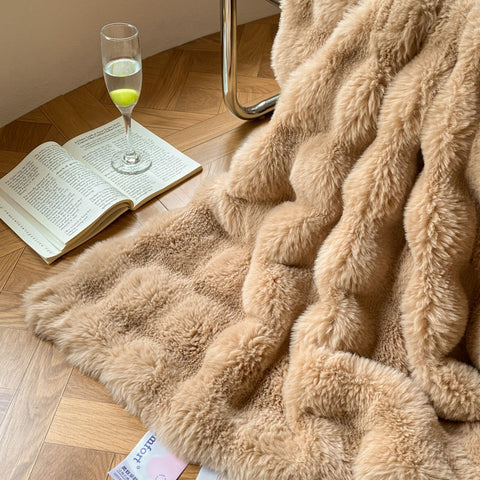 Faux Rabbit Fur Minky Blanket