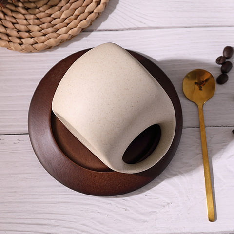 Ceramic Coffee Mug with Saucer & Spoon - Espresso Cup Set